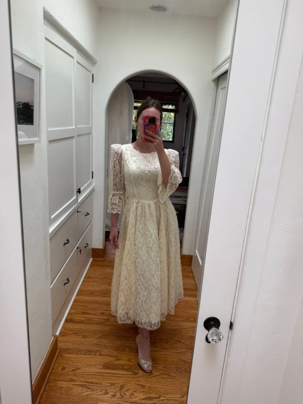 VTG 70s Gunne Sax Ivory Lace Dress Romantic Prairie Victorian Bridal Sz 7 - Picture 1 of 12